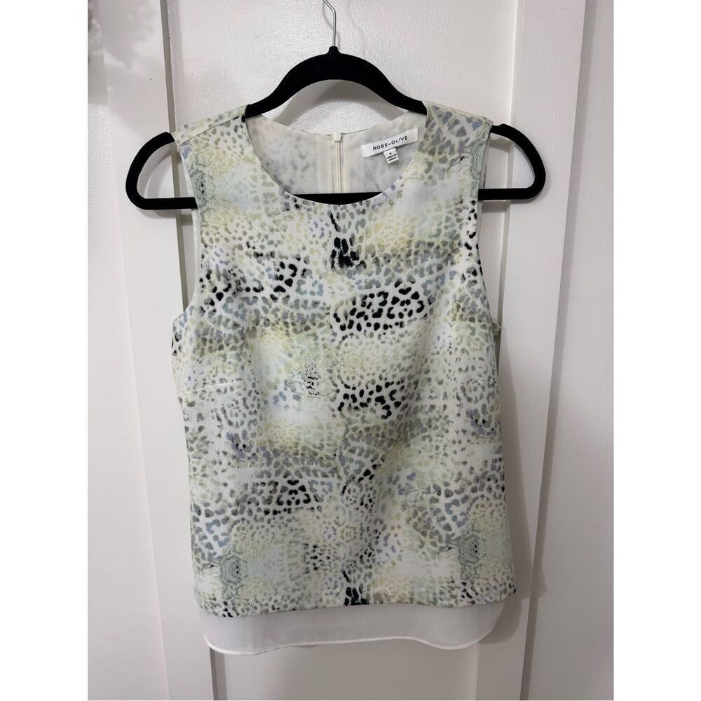 Rose & Olive Pale Multi Animal-Print Sleeveless Top